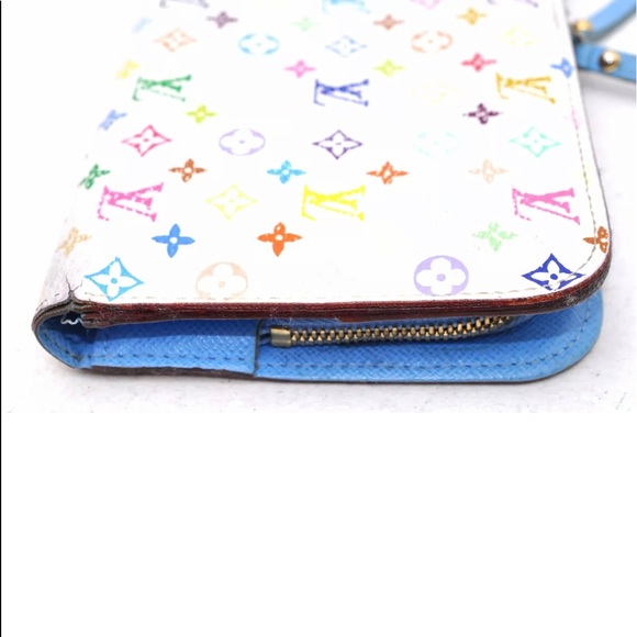 Louis Vuitton White Multicolor Takashi Murakami Zippy Wallet Authentic - Picture 3 of 12